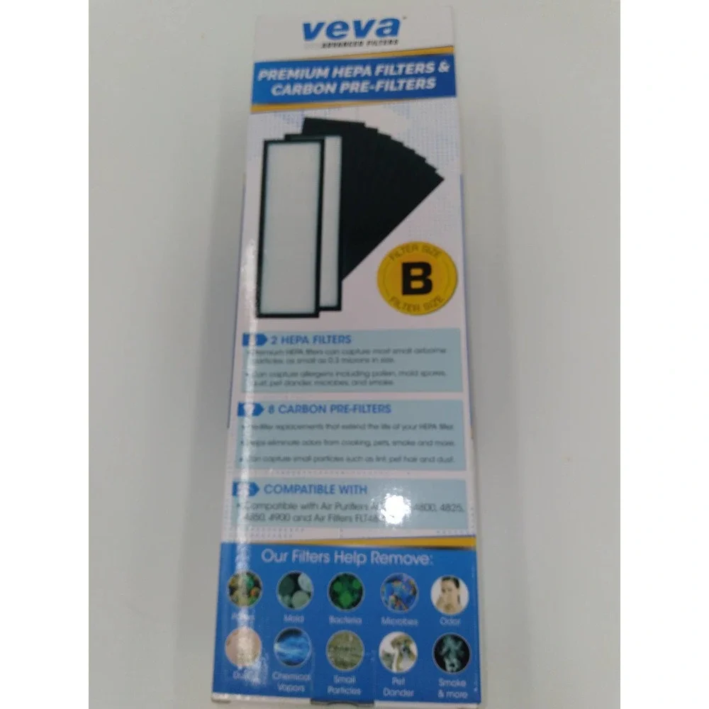 VEVA 2 Activated Carbon HEPA Filters with 8 Pre Filter for Air Purifiers